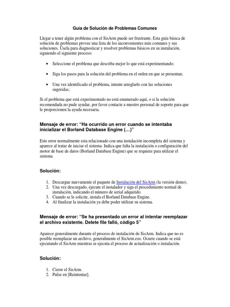 Guia De Solucion De Problemas Comunes Pdf Archivo De Computadora