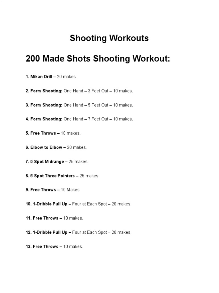 Shooting Workouts 200 Made Shots Shooting Workout PDF Athletic