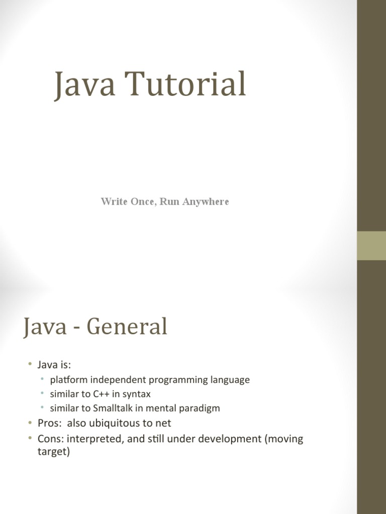 Java Tutorial Write Once, Run Anywhere PDF Method