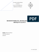 09-Biodisponibilité, Bioppharmacie Et Bioequivalence