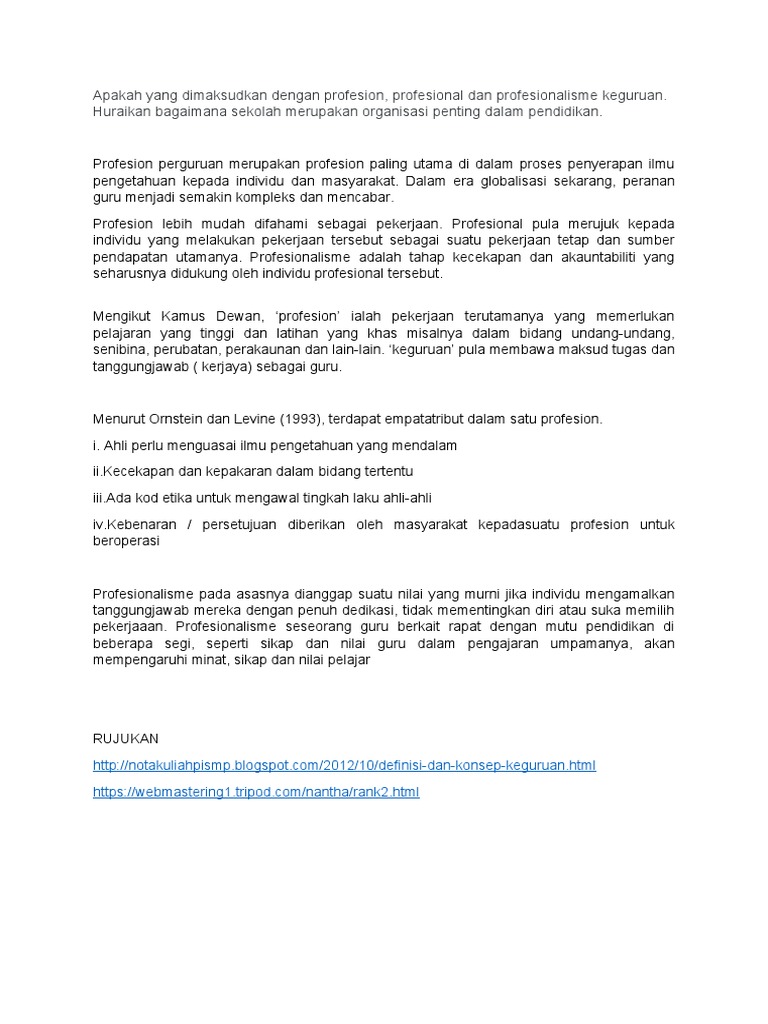 Tutorial Maksud Profesion Profesional Profesionalisme Keguruan Gpp Pdf