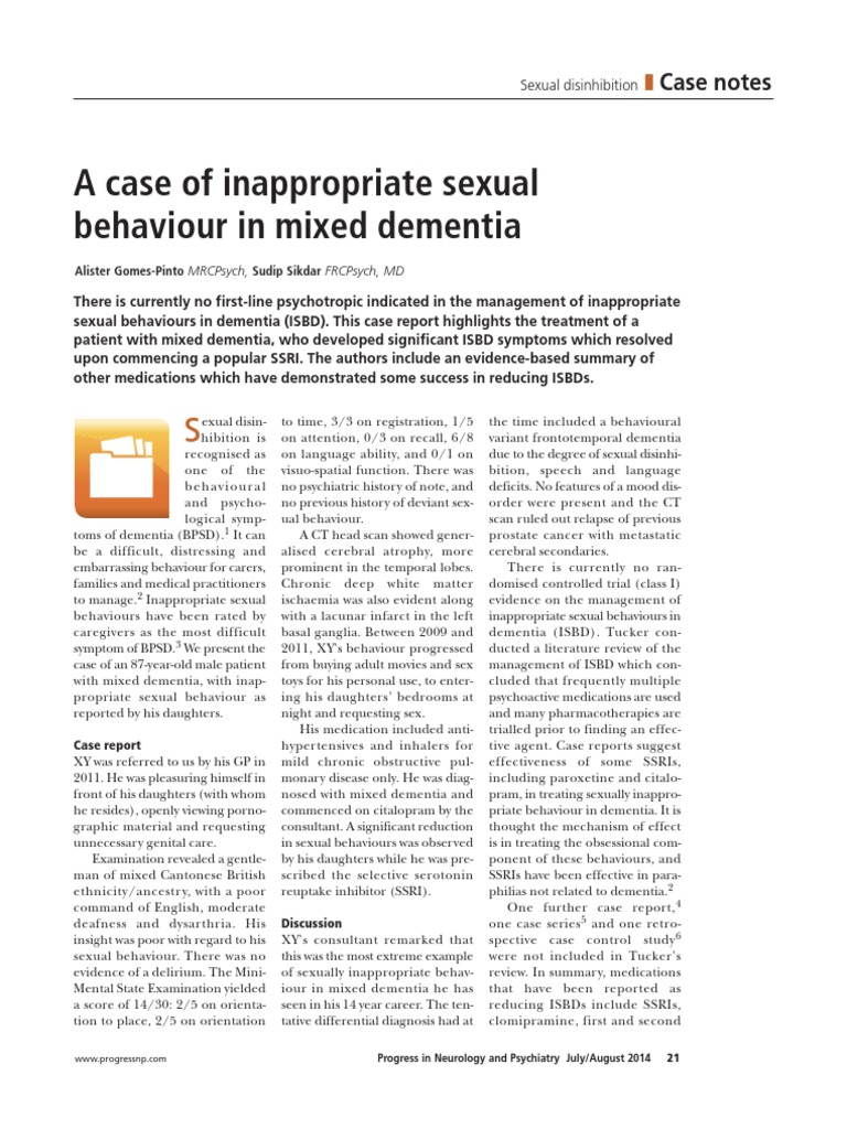 Inappropriate Sexual Behavior in Dementia | PDF | Selective Serotonin ...