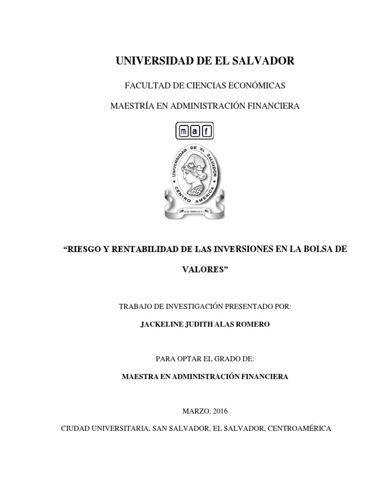Riesgo y Rentabilidad de Las Inversiones en La Bolsa de Valores | PDF ...