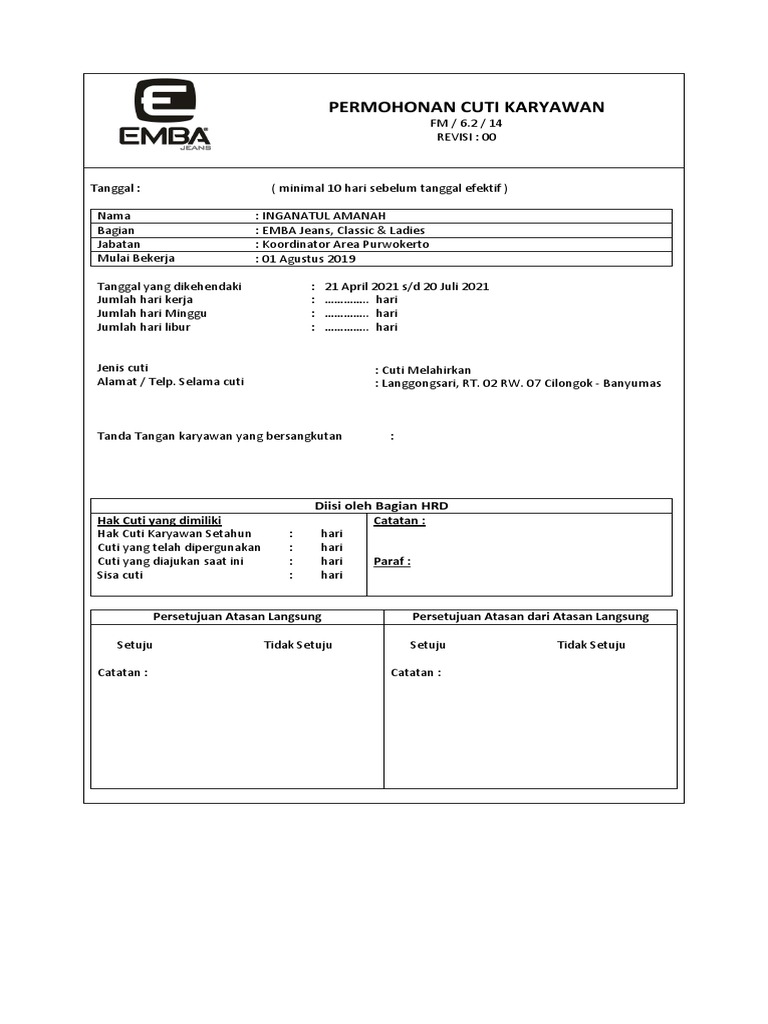 Form Cuti | PDF
