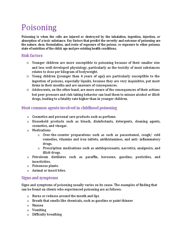 Childhood Poisoning Risks & Prevention | PDF | Poison | Drugs