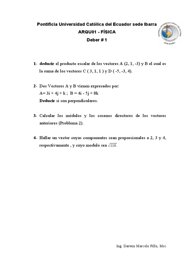 Deber 1 - Vectores | PDF | Métodos y materiales de enseñanza