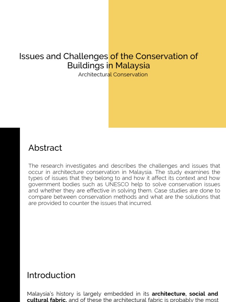 Issues and Challenges of The Conservation of Buildings in Malaysia ...