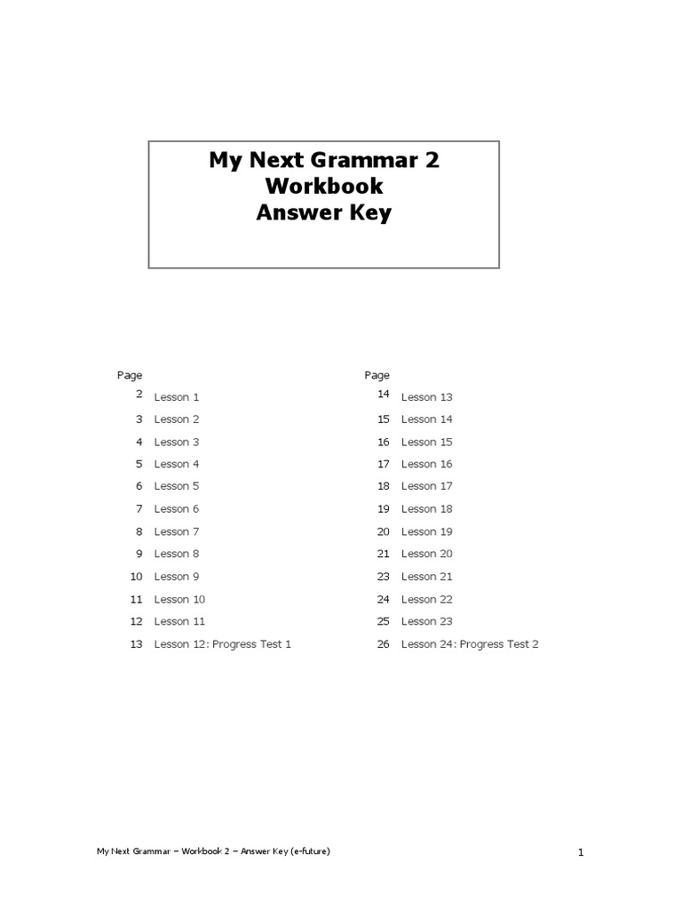 My Next Grammar - Workbook 2 (답지) | PDF | Adverb | Noun