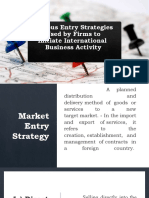 Various Entry Strategies Used by Firms To Initiate International Business Activity