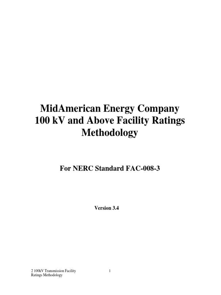100 KV Transmission Facility Ratings Methodology PDF Transformer