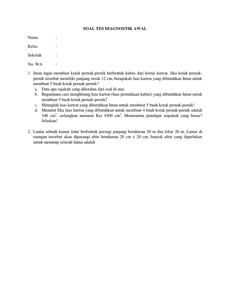 Soal Tes Diagnostik Awal | PDF