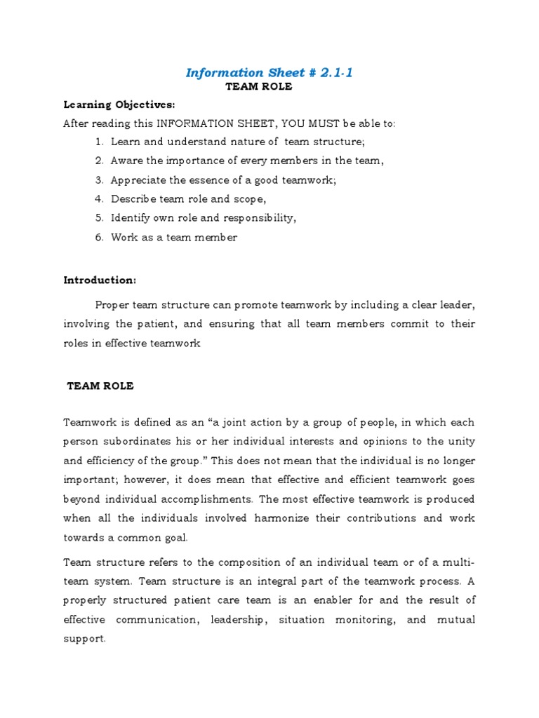 Understanding Team Roles and Responsibilities | PDF | Collaboration ...