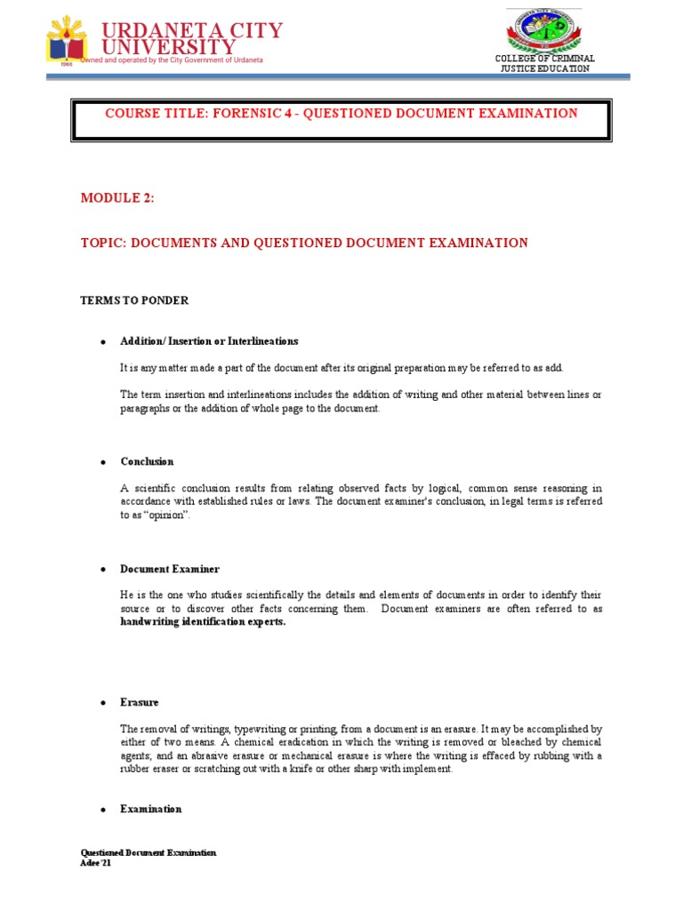 Forensic 4: Questioned Document Basics | PDF | Ultraviolet | Expert Witness