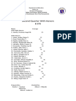 Second Quarter With Honors 8 Ste: Potrero National High School