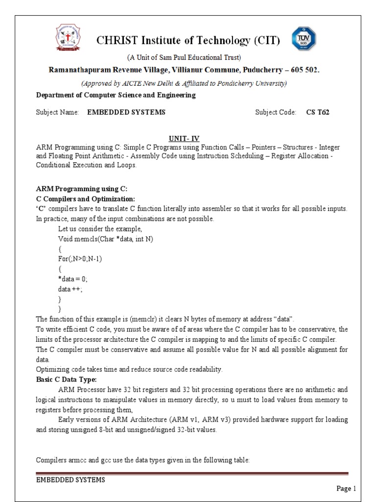 Department of Computer Science and Engineering | PDF | Arm Architecture ...