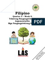 Filipino: Quarter 3 - Week 4: Tekstong Nangangatwiran/ Argumentatibo Mga Pangangatwirang Sulido