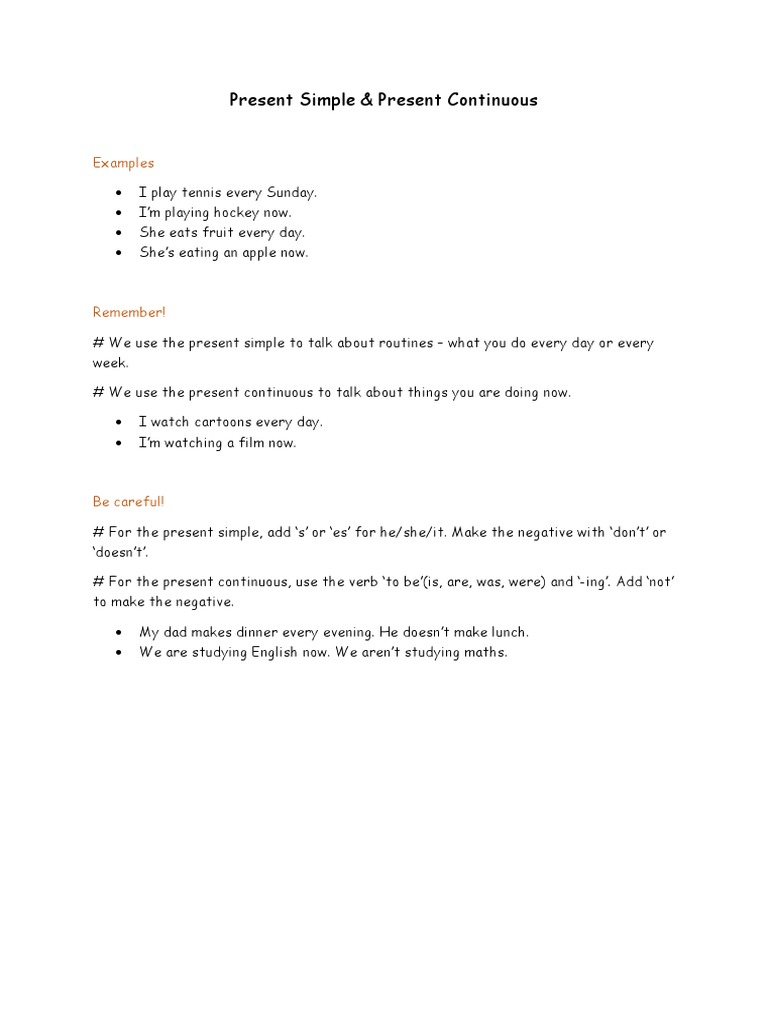 Module 1 - Present Simple & Present Continuous | PDF