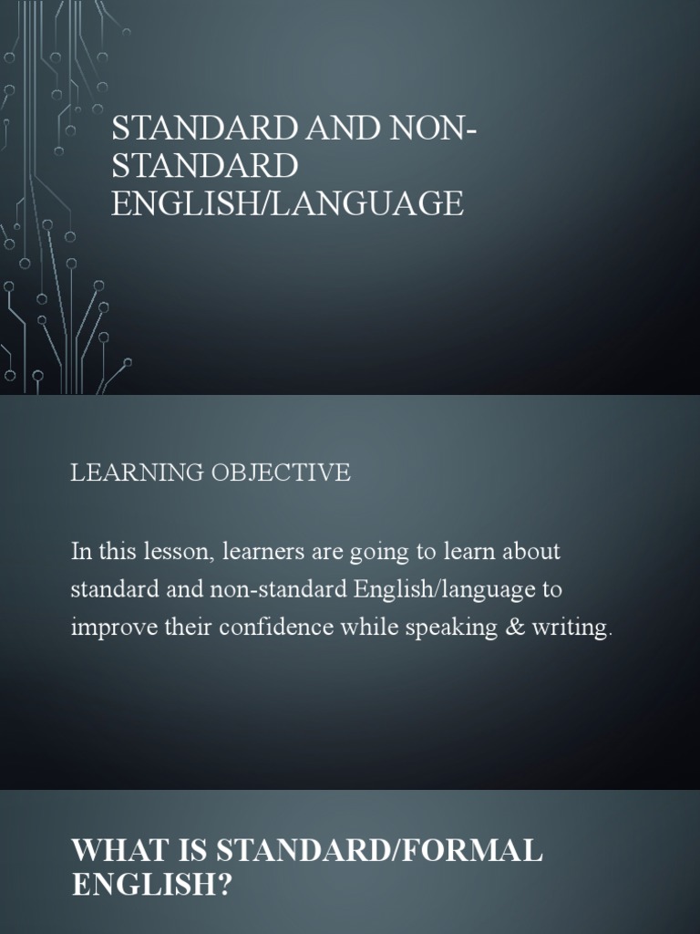 Standard and NonStandard English PDF English Language Languages
