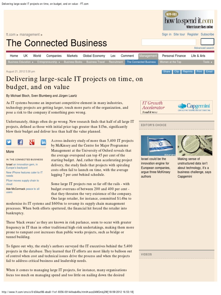 Delivering IT Projects on Time and Value | PDF | Financial Times ...