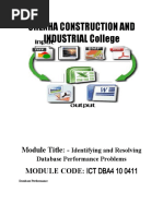 Chenha Construction and INDUSTRIAL College: Module Title: - Module Code: Ict Dba4 10 0411