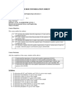 Course Information Sheet: (K2) Required Type of Treatment To Purify A Given Water Sample. (K3, K5)