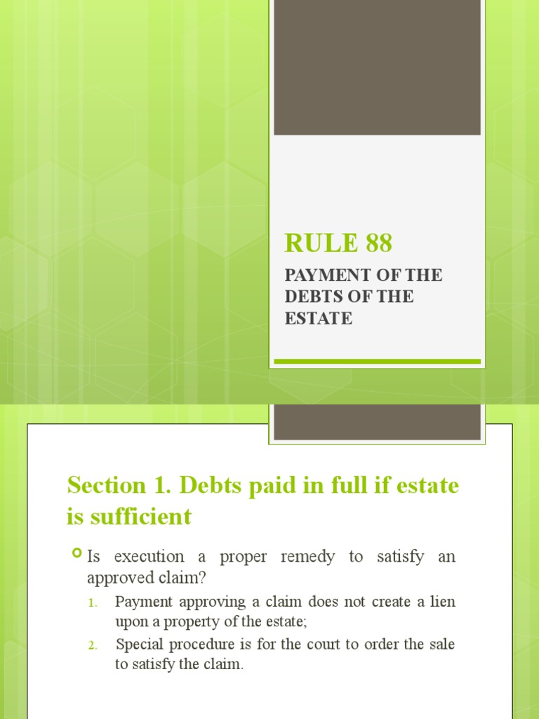 Rule 88: Payment of The Debts of The Estate | PDF | Will And Testament ...