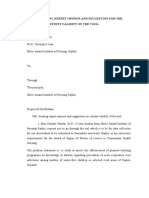 Letter Seeking Expert Opinion and Suggestion For The Content Validity of The Tool