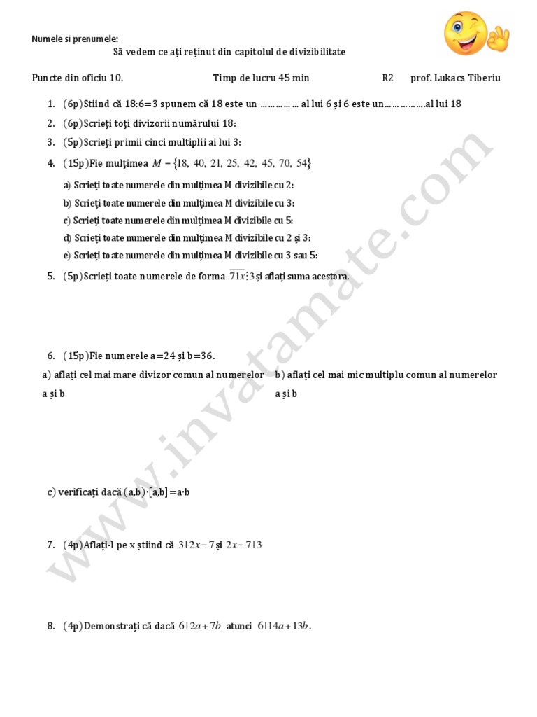 Divizibilitate Test r2 | PDF