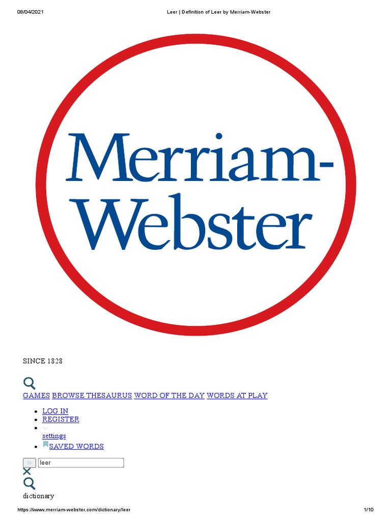 Leer - Definition of Leer by Merriam-Webster | PDF | Verb | Grammar