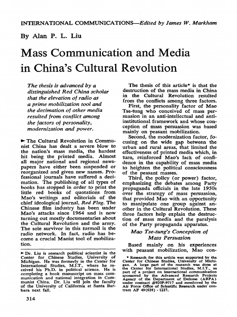 Media Control in China's Cultural Revolution | PDF | Mao Zedong ...