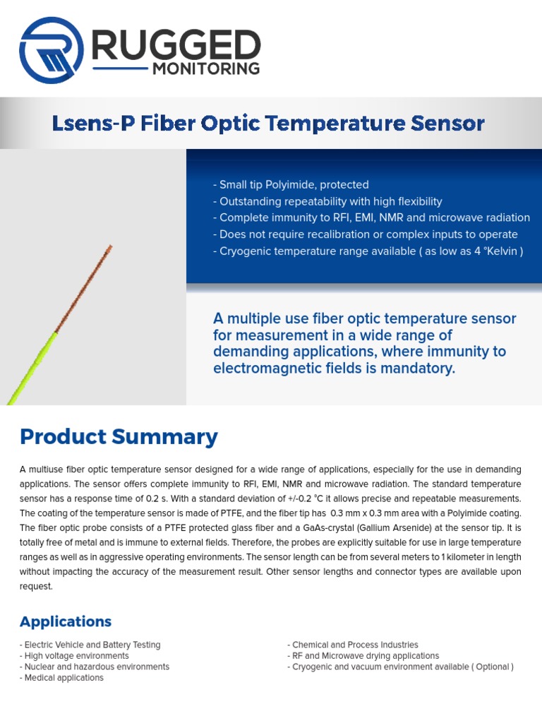 Fiber Optic Temperature Sensor Guide | PDF | Optical Fiber ...