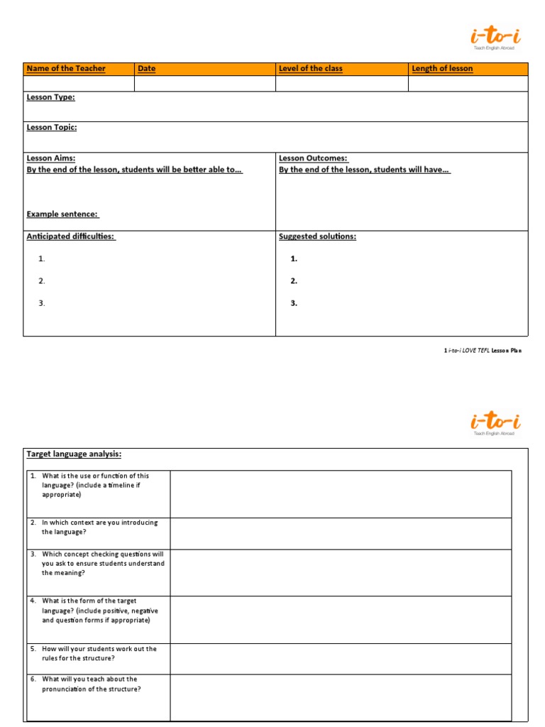 Template Lesson Plan - Assignment 2 - Grammar | PDF | Lesson Plan ...
