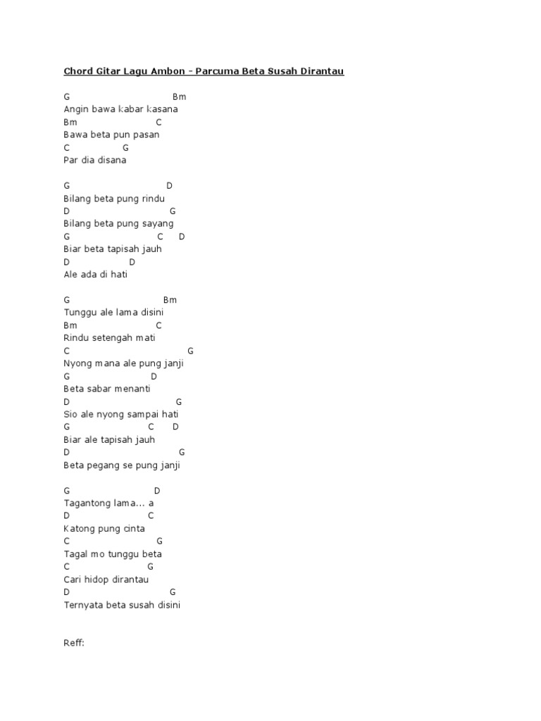 Chord Gitar Lagu Ambon Pdf