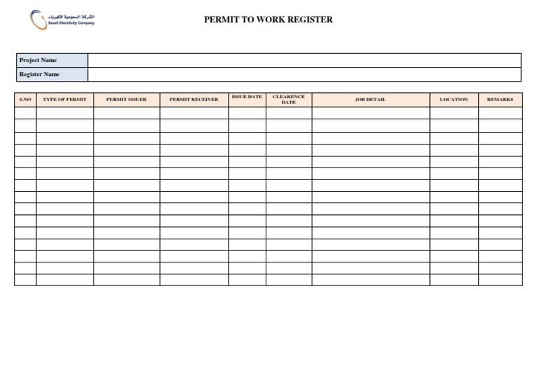 Permit To Work Register | PDF