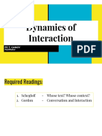 Dynamics of Interaction: Required Readings