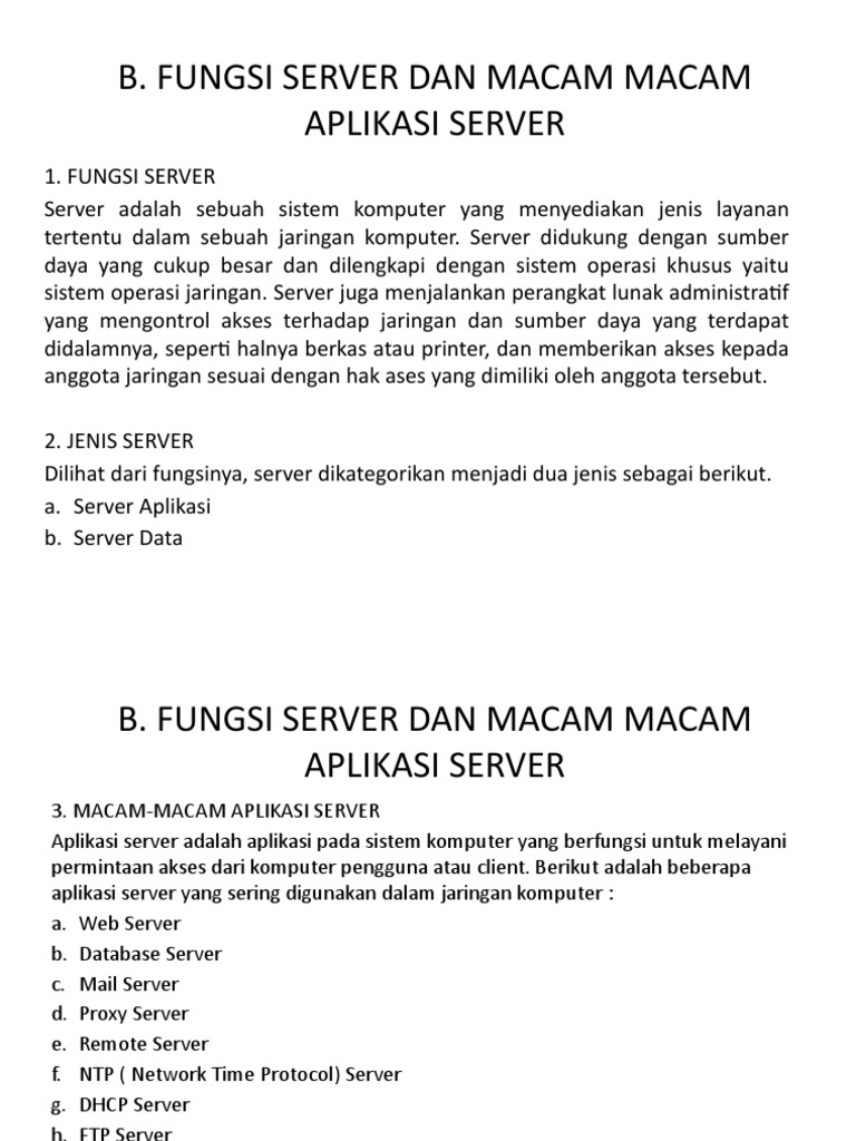 Fungsi dan Jenis Aplikasi Server | PDF | Komputer | Teknologi & Rekayasa