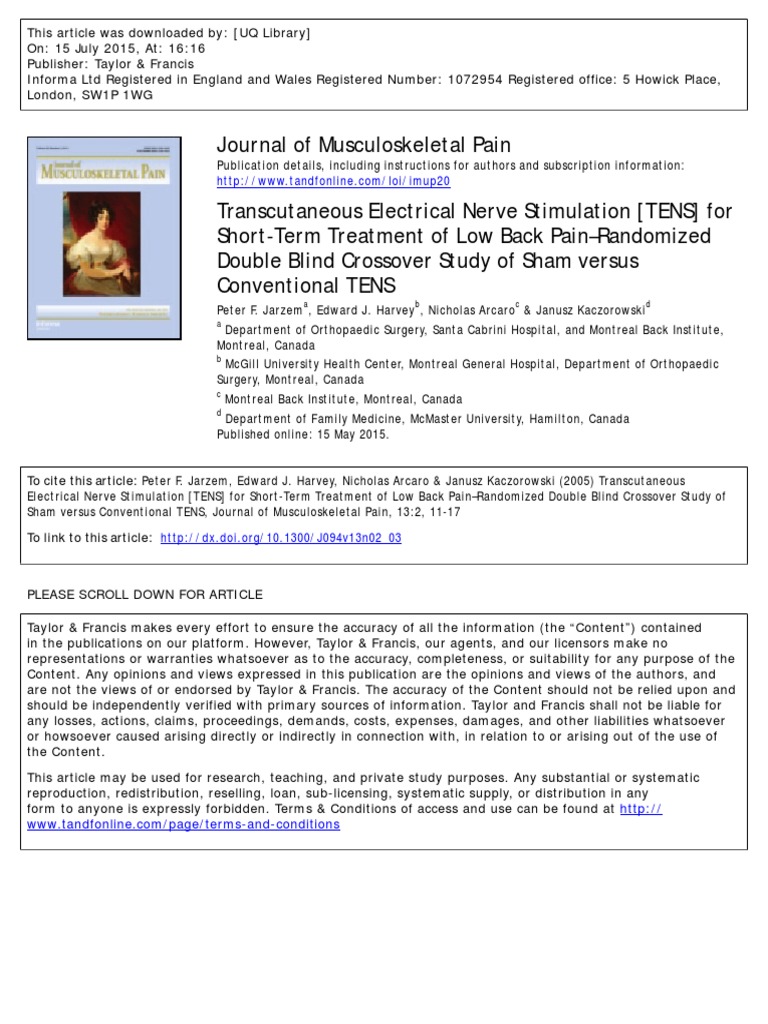 Transcutaneous electrical nerve stimulation for treatment of sarcoma cancer  pain