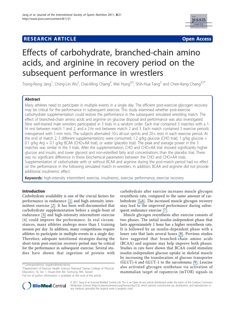 Effects of Carbohydrate Branched Chain A | PDF | Glycogen | Sports ...