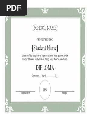 High School Diploma Certificate
