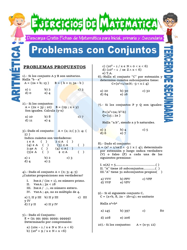 Problemas de Conjuntos para Secundaria | PDF | Lógica matemática ...