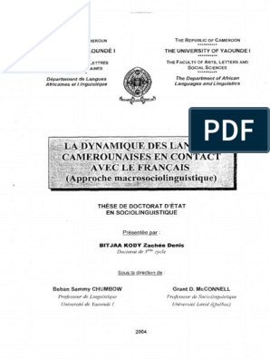 PDF) Le français de culture camerounaise : tendances lexicales