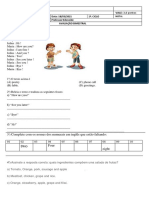 6º Ano Inglês - Avaliação - 18-03-2021