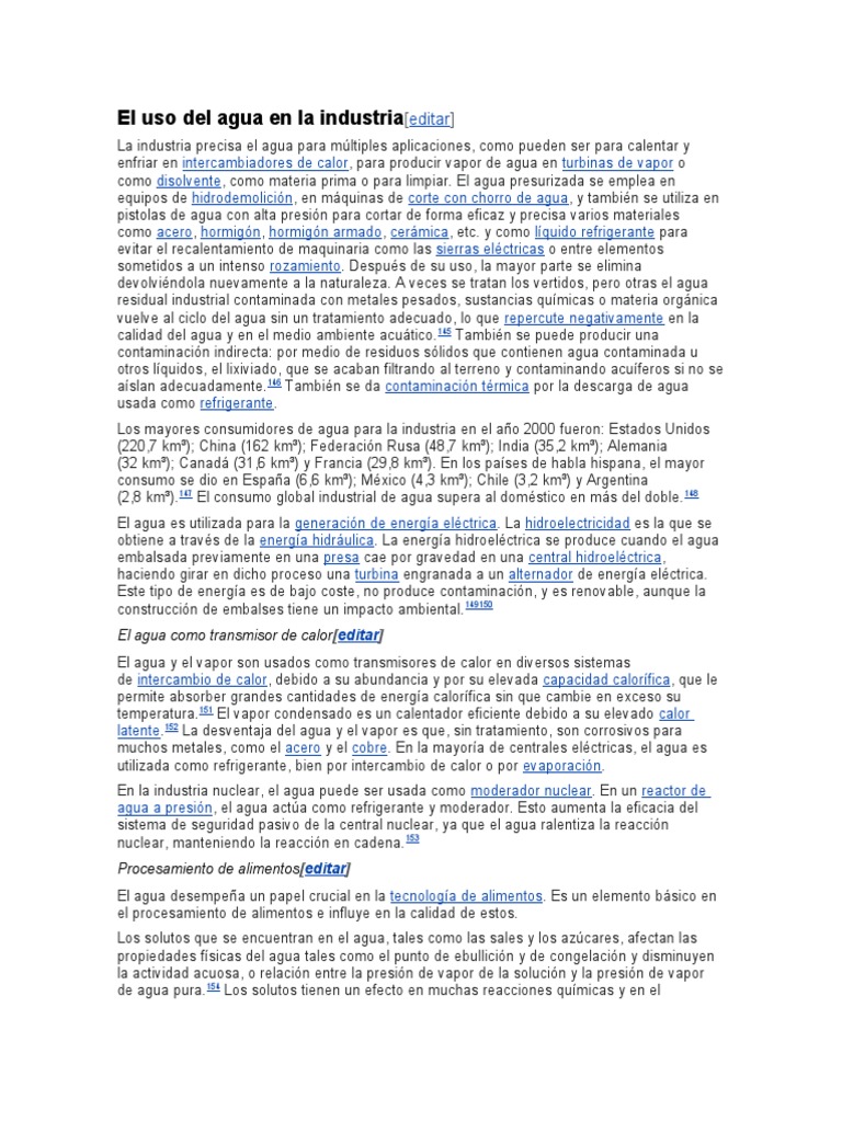 El Uso Del Agua en La Industria | PDF | Solvente | Agua