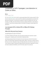 Comparison of UPS Topologies: Line-Interactive Vs Online Vs Offline