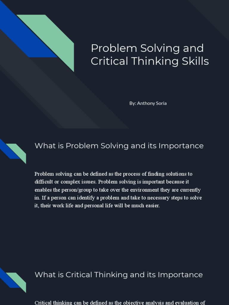 Enhancing Problem Solving & Critical Thinking | PDF | Critical Thinking ...