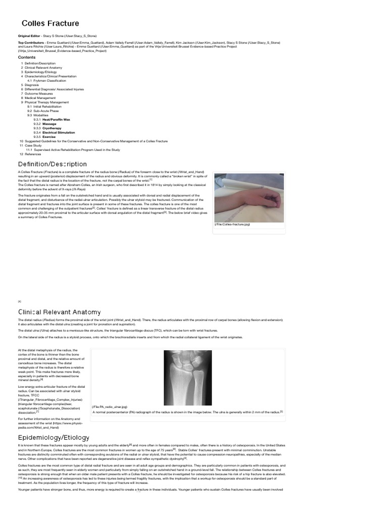 Colles Fracture - Physiopedia | PDF | Limbs (Anatomy) | Musculoskeletal ...