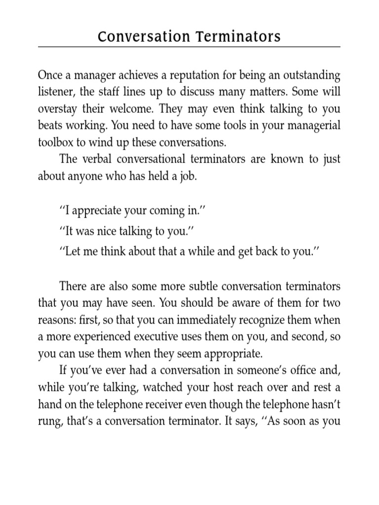 Effective Conversation Terminators | PDF | Conversation | Human Nature