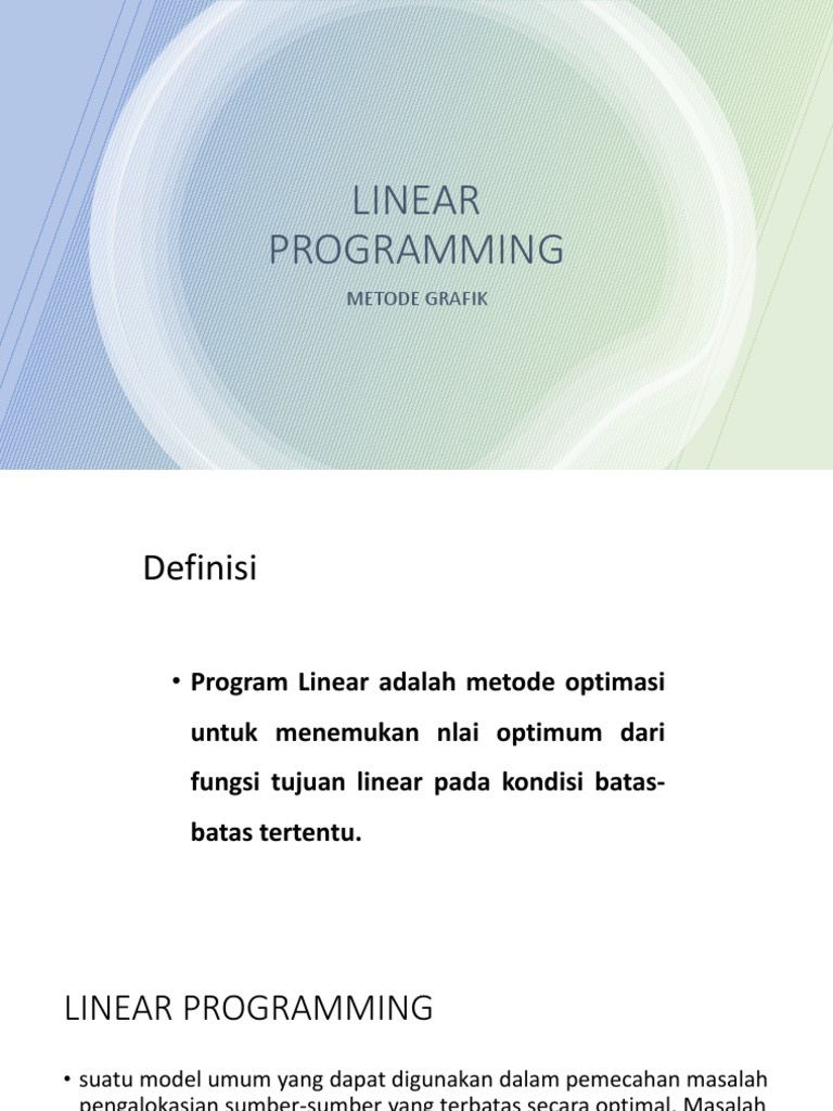 LINEAR PROGRAMMING Metode Grafik | PDF