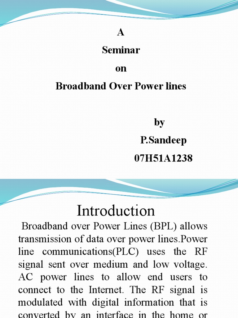 A Seminar On Broadband Over Power Lines | PDF