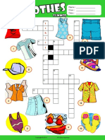 Summer Clothes Esl Vocabulary Crossword Puzzle Worksheet For Kids